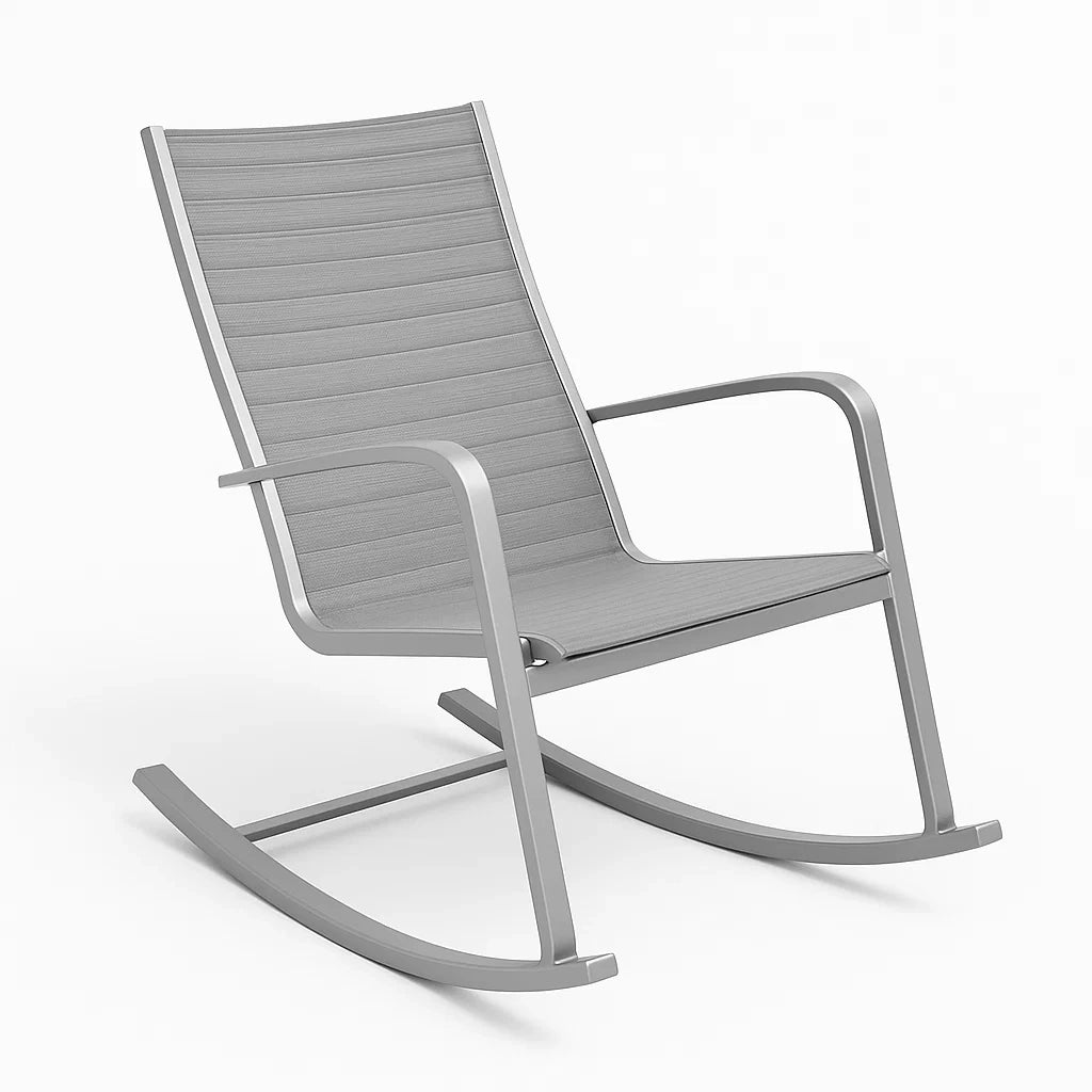 Fauteuil à bascule en aluminium et polyester gris(Gris)