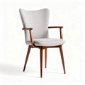 Chaise en tissu gris avec accoudoirs en bois dimensions 70 x 70 x 85cm