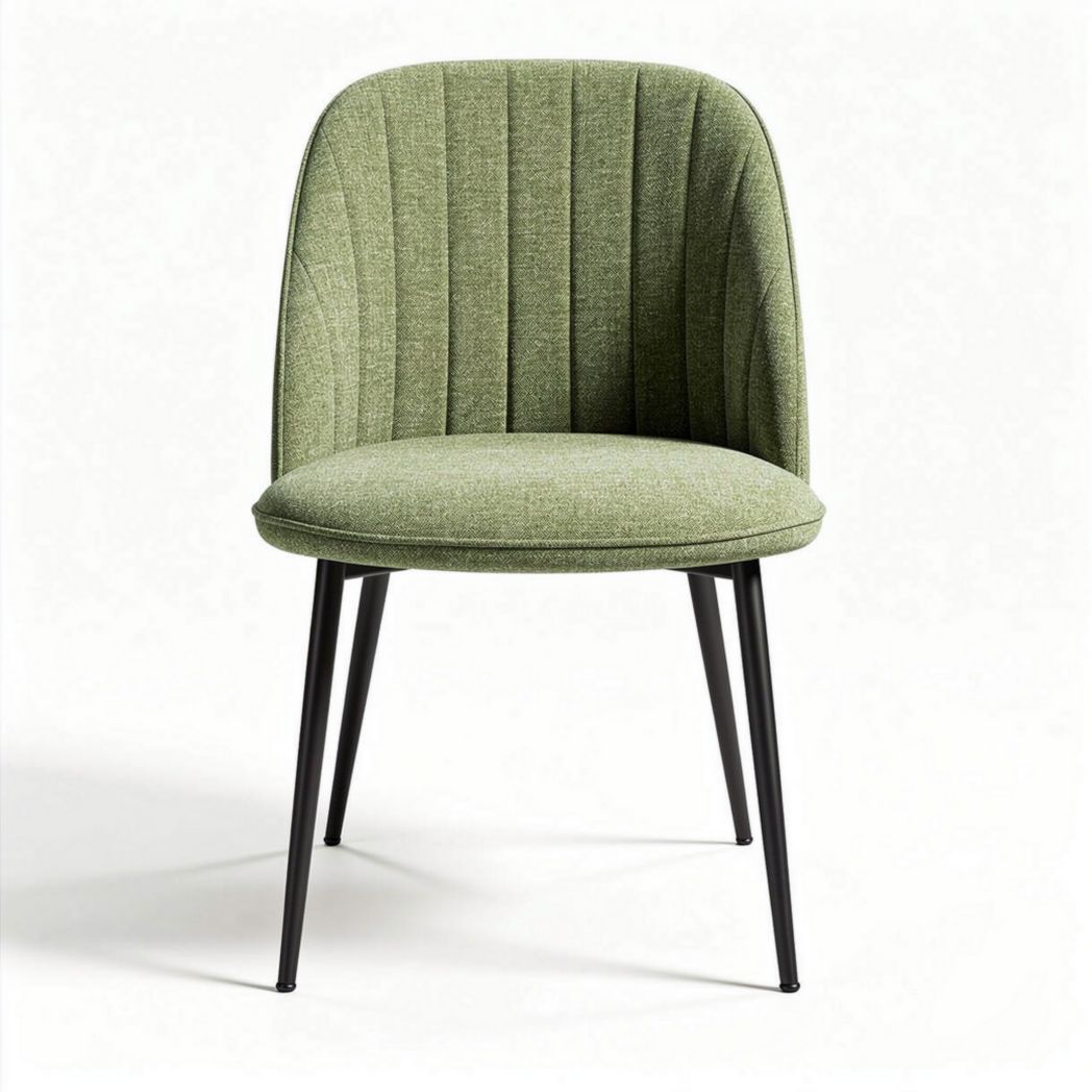 Chaise moderne en tissu vert avec pieds en métal noir 45 x 50 x 85cm