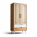 Armoire en bois avec finitions beige et tiroir de rangement 80 x 40 x 180cm
