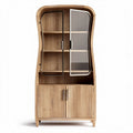 Buffet en bois avec portes vitrées et étagères intérieures 80 x 40 x 180cm