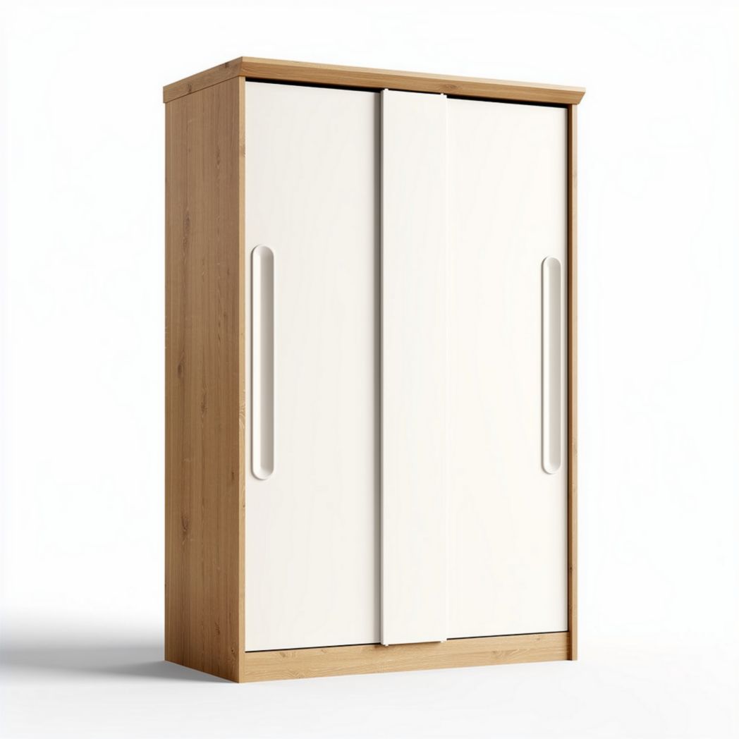 Armoire en bois avec portes coulissantes blanches 80 x 40 x 120cm