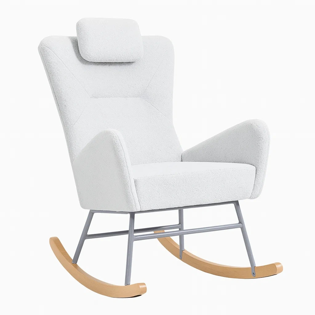 Rocking-chair en tissu polyester blanc(Blanc)