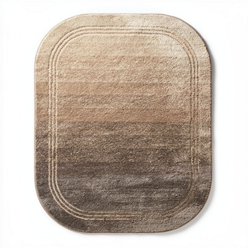 Tapis rectangulaire en polyester dégradé beige 100 x 70 x 1cm