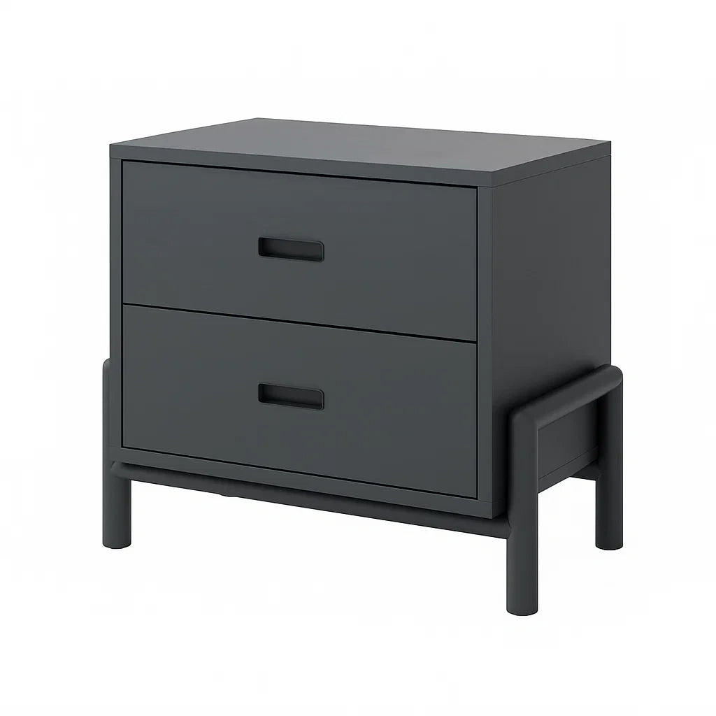 Table de chevet en bois avec 2 tiroirs 40x45x55 cm(Gris)