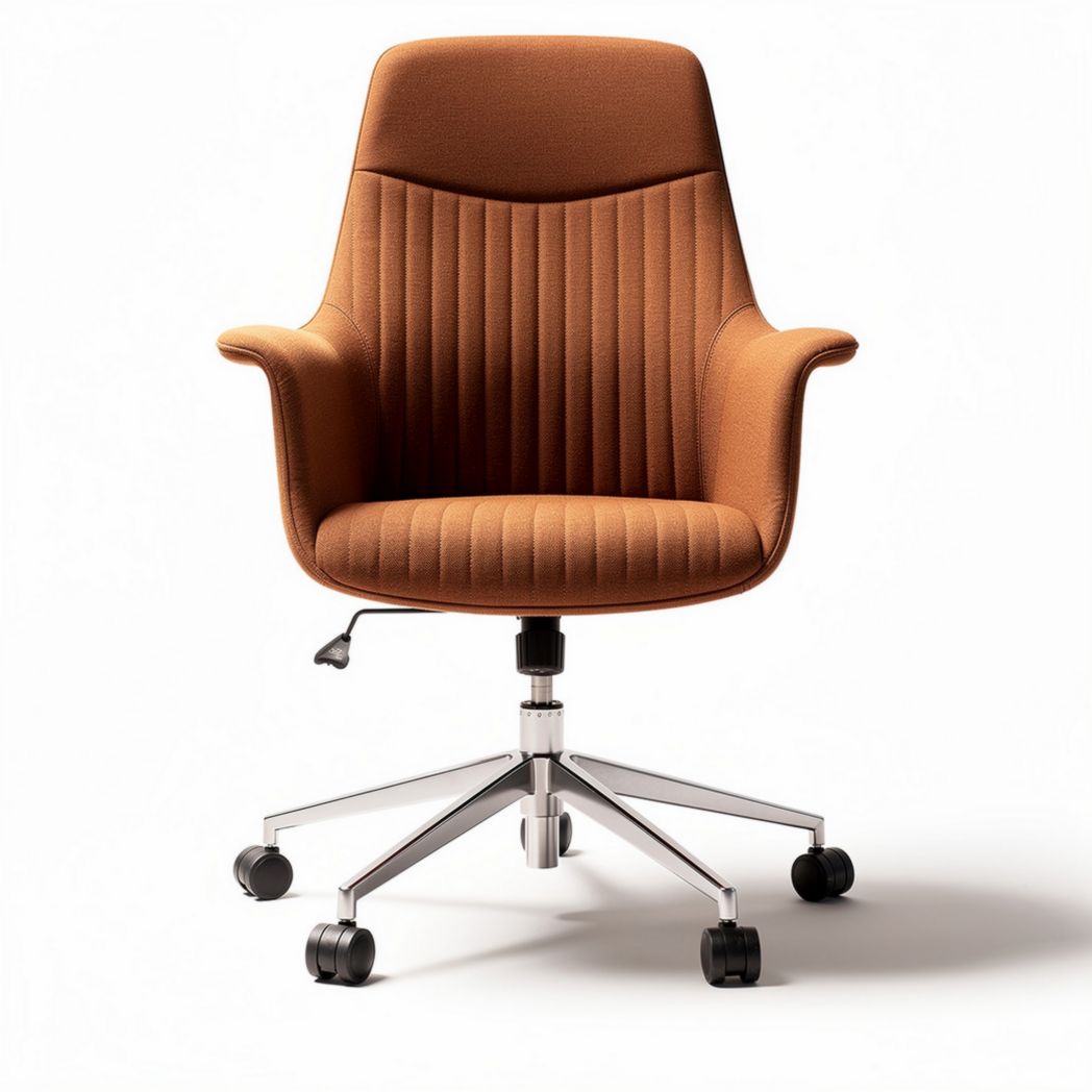Chaise de bureau en tissu orange avec roulettes et accoudoirs 60 x 60 x 90cm