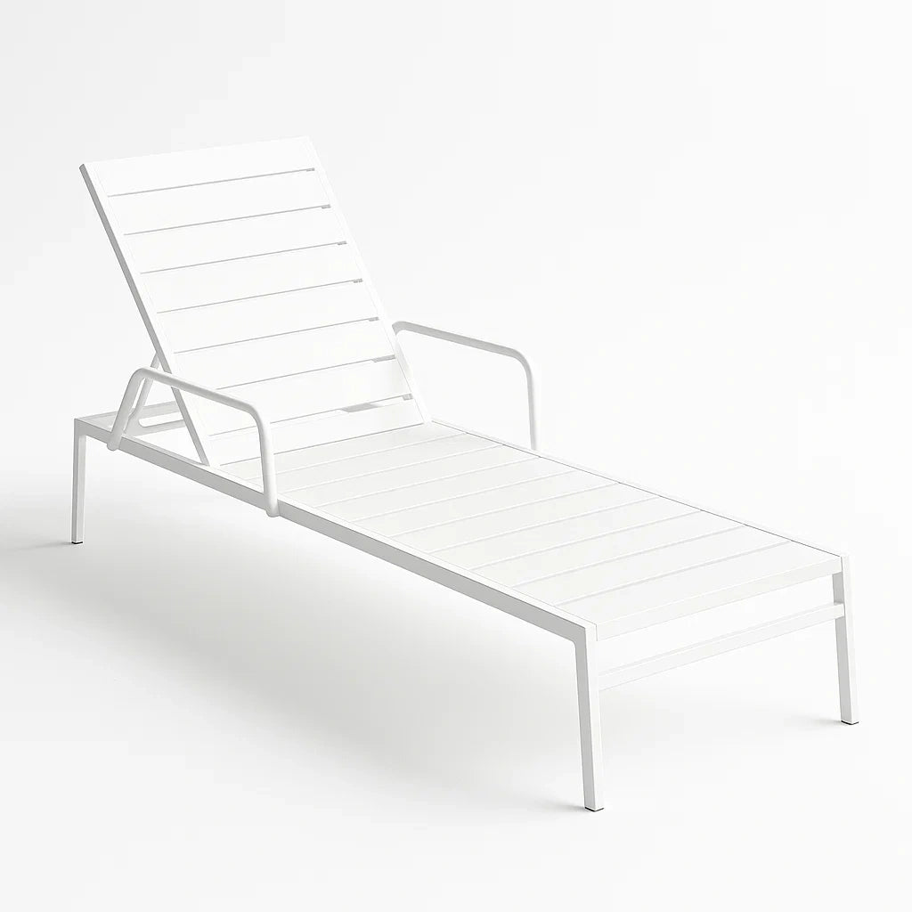 Chaise longue extérieure en aluminium blanc(Blanc)