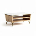 Table basse en bois avec étagère centrale 120 x 60 x 45 cm couleur claire