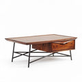Table basse rectangulaire en bois brun et métal pour salon 120 x 60 x 45cm