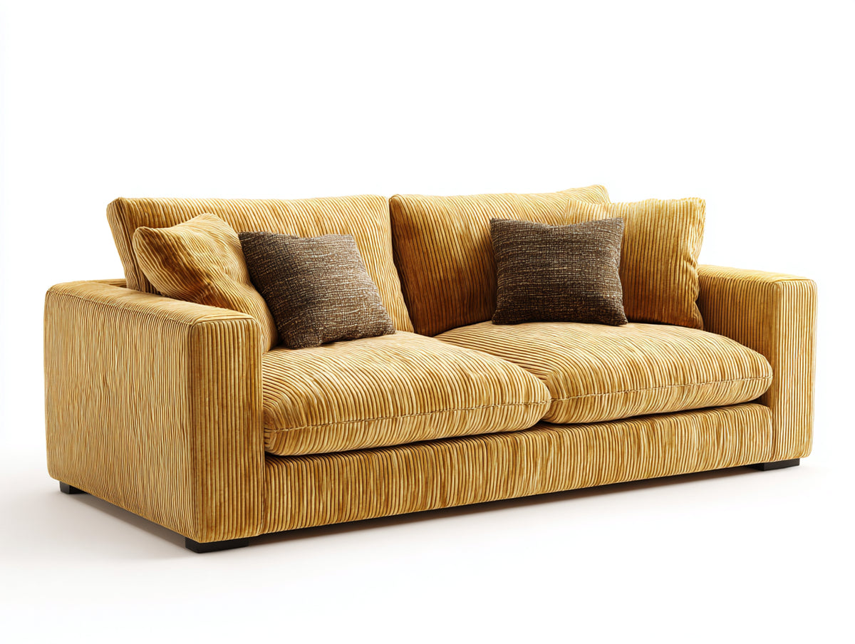Canapé 2 places tissu côtelé 175x92x85 cm - jaune - design moderne(Jaune)