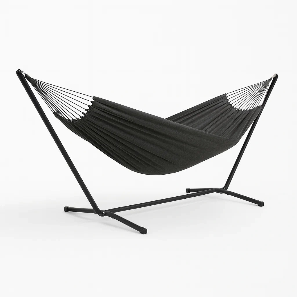 Hamac en tissu avec support en métal noir(Noir)