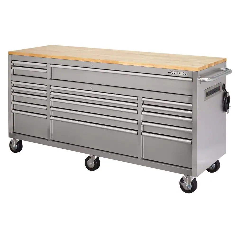 72 po. 18-Tiroir 24 po. D Mobile Workbench avec acier inoxydable en bois massif(Default Title)