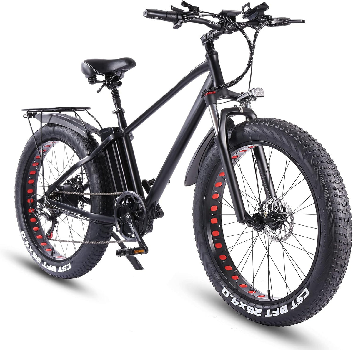 ride66 Vélo électrique VTT pour Homme Adulte, 26 Pouces 21Ah Batterie au Lithium Shimano 7 Vitesses, Vélo Homme Fat Bike Noir XL(Default Title)